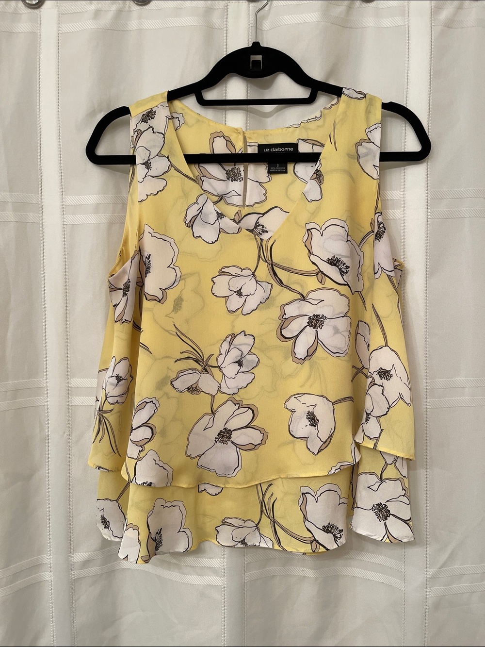 Liz Claiborne Yellow Floral Layered V-Neck Camisole